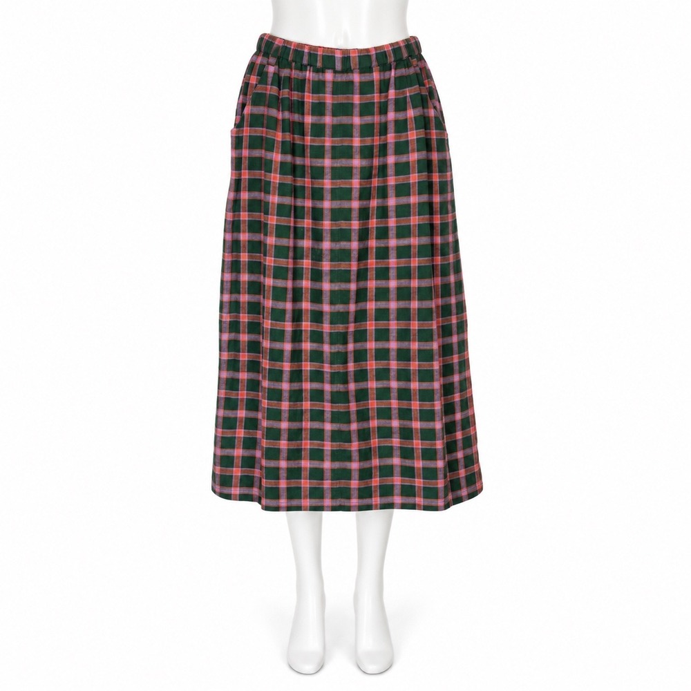 Ace & Jig Rara Plaid Midi Skirt Women's Large Pull On Waist Scout